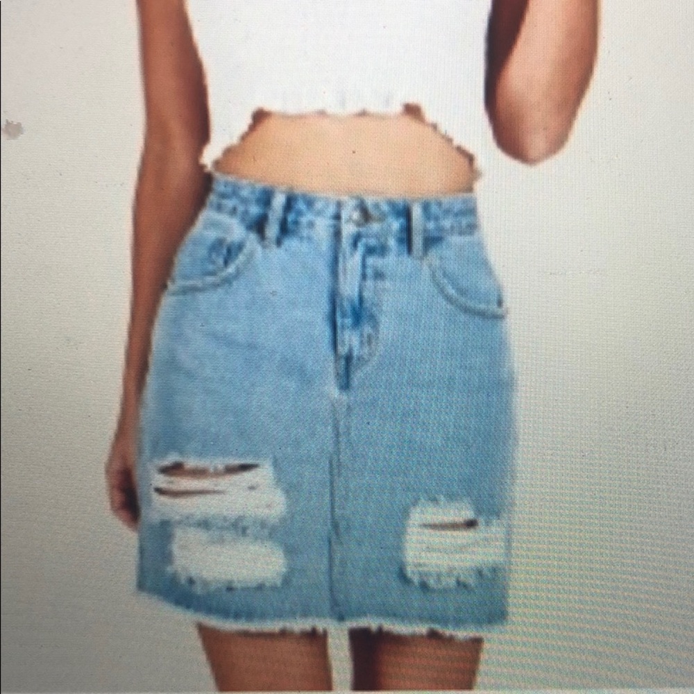 Showpo High-Waisted Lightwash Denim Skirt